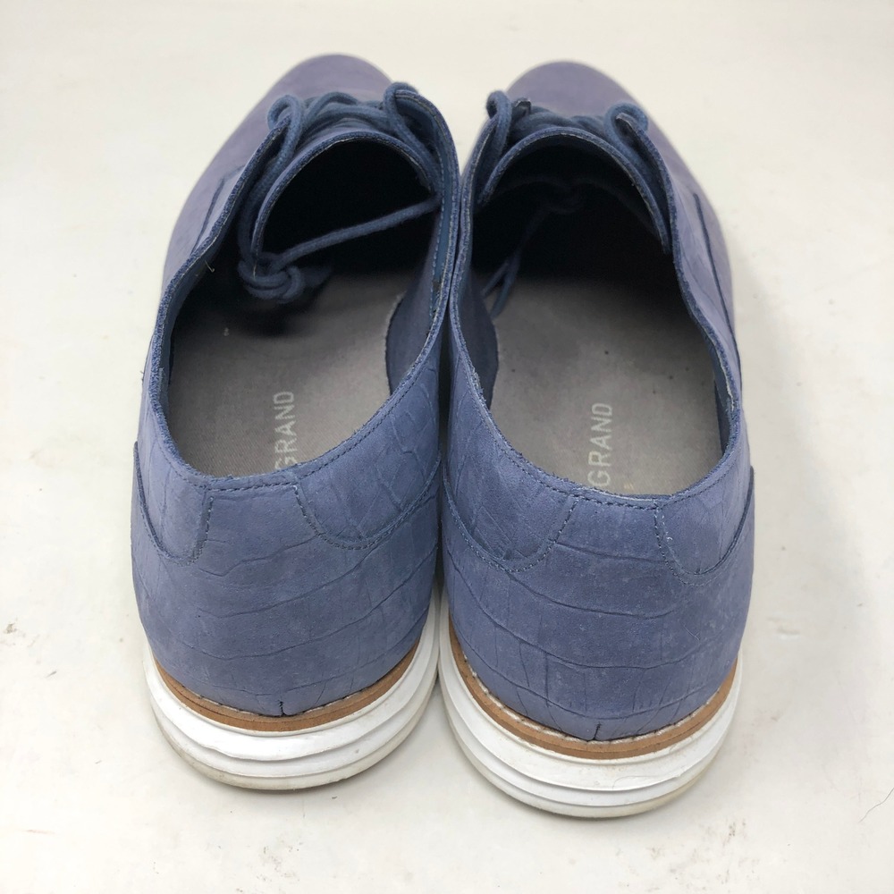 Cole Haan Womens 10 OriginalGrand Oxford Blue Croc Embossed Leather Shoes - Picture 6 of 10